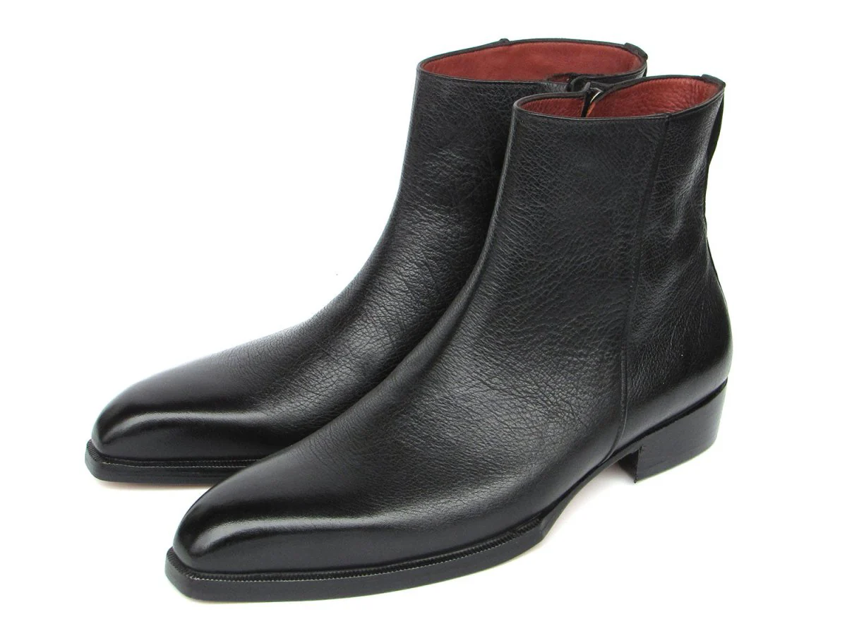 Paul Parkman Men's Black Floater Leather Side Zipper Boots - Image 6