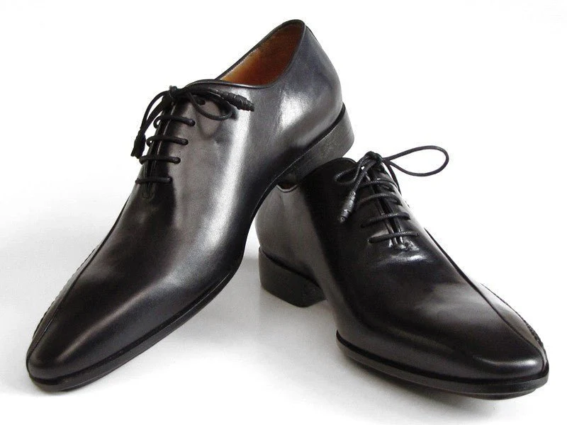 Paul Parkman Men's Black Leather Oxfords - Side Handsewn Leather Upper and Leather Sole (ID#018-BLK) - Image 3