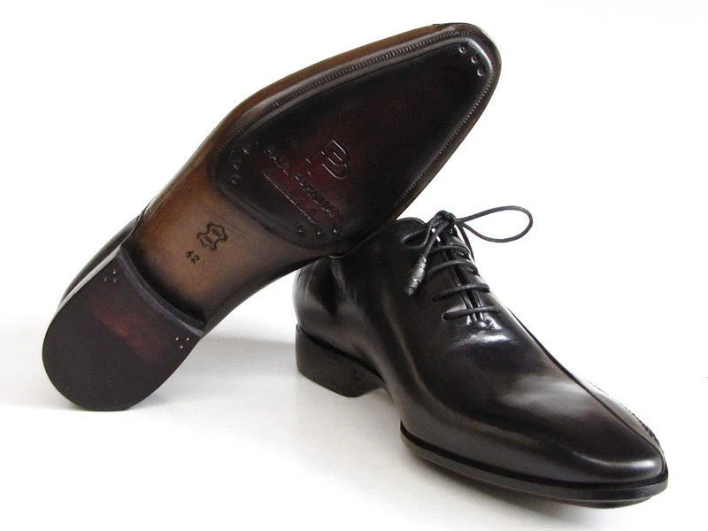 Paul Parkman Men's Black Leather Oxfords - Side Handsewn Leather Upper and Leather Sole (ID#018-BLK) - Image 4