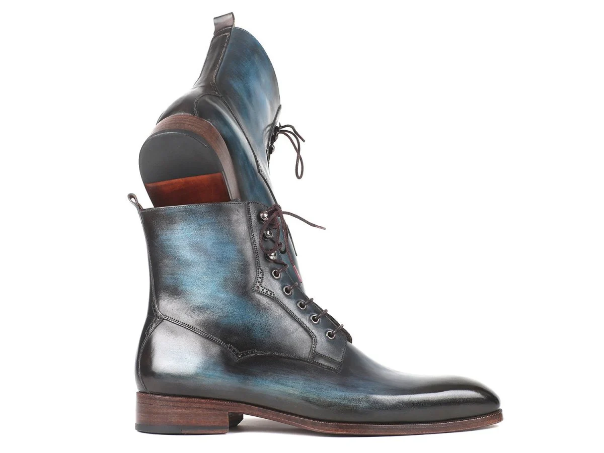 Paul Parkman Men's Blue and Brown Leather Boots (ID#BT548AW) - Image 5