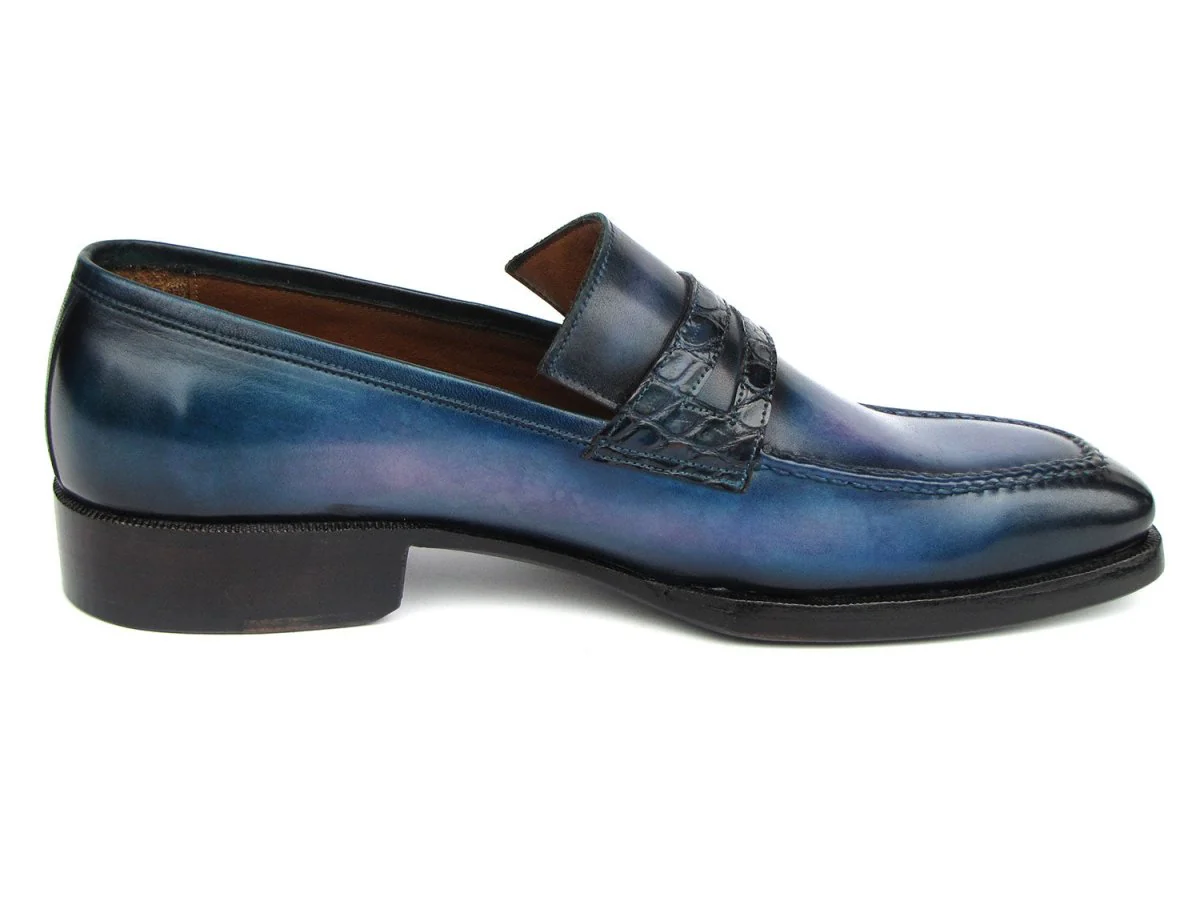 Paul Parkman Men's Blue Patina Handmade Loafers - Image 3