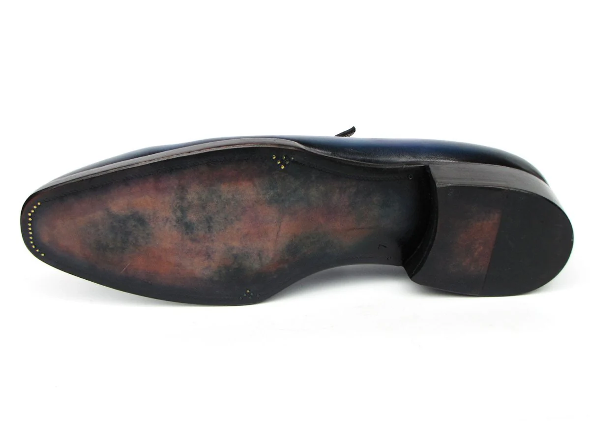 Paul Parkman Men's Blue Patina Handmade Loafers (ID#6944-BLU) - Image 5