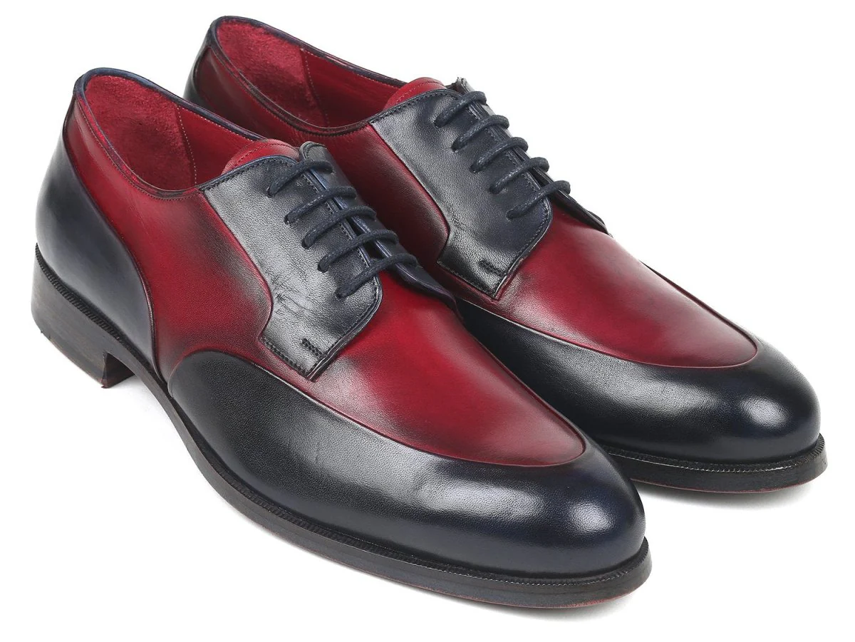 Paul Parkman Men's Bordeaux and Navy Derby Shoes (ID#993-BDNV)