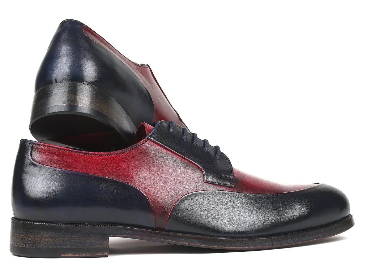 Paul Parkman Men's Bordeaux and Navy Derby Shoes (ID#993-BDNV) - Image 4