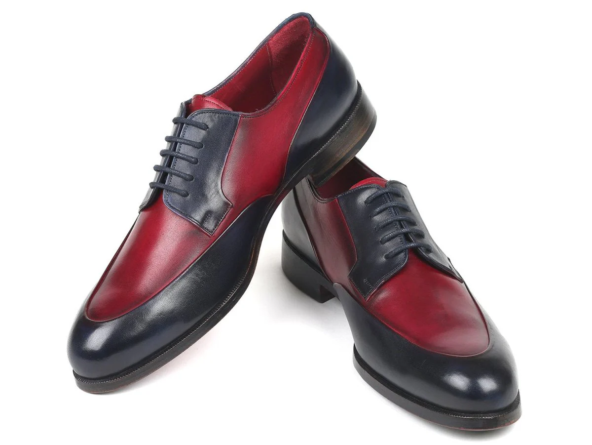 Paul Parkman Men's Bordeaux and Navy Derby Shoes (ID#993-BDNV) - Image 5