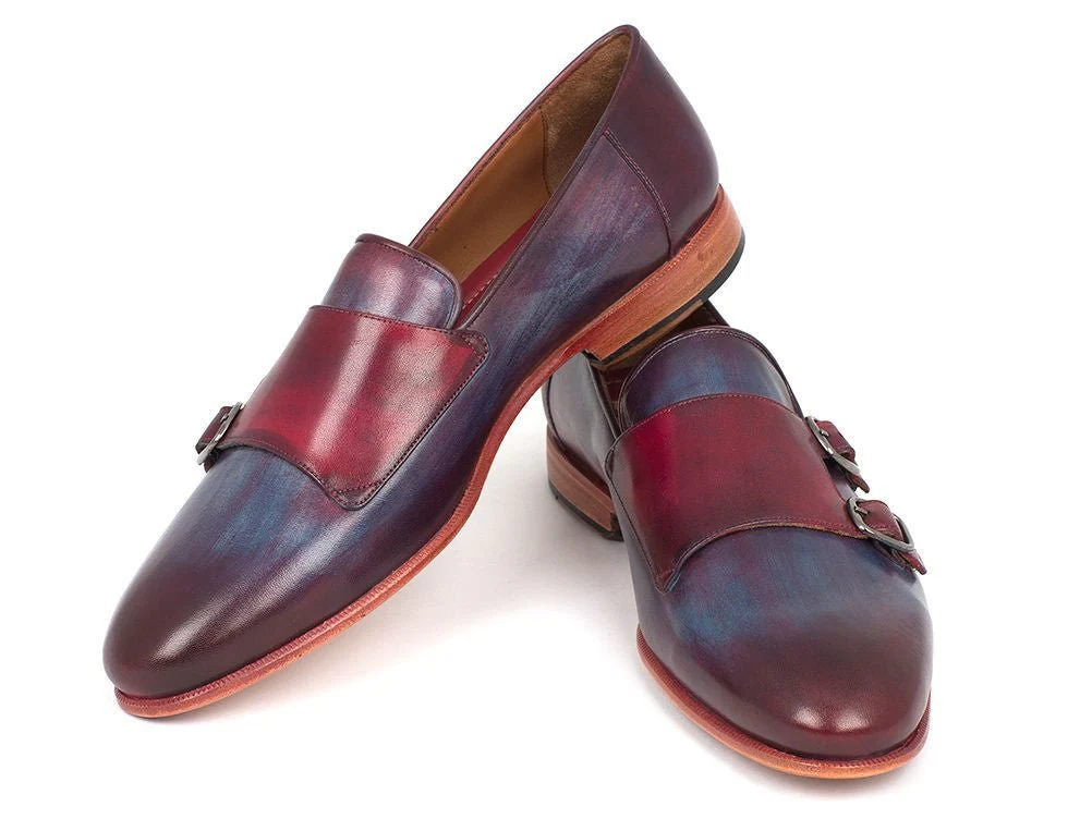 Paul Parkman Men's Bordeaux and Navy Double Monkstrap Shoes (ID#HR65CX) - Image 5