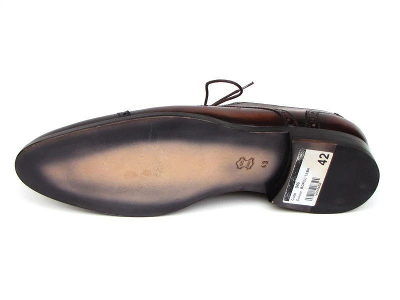Paul Parkman Men's Bordeaux and Tobacco Derby Shoes Leather Upper and Leather Sole (ID#046-BRD-BRW) - Image 2