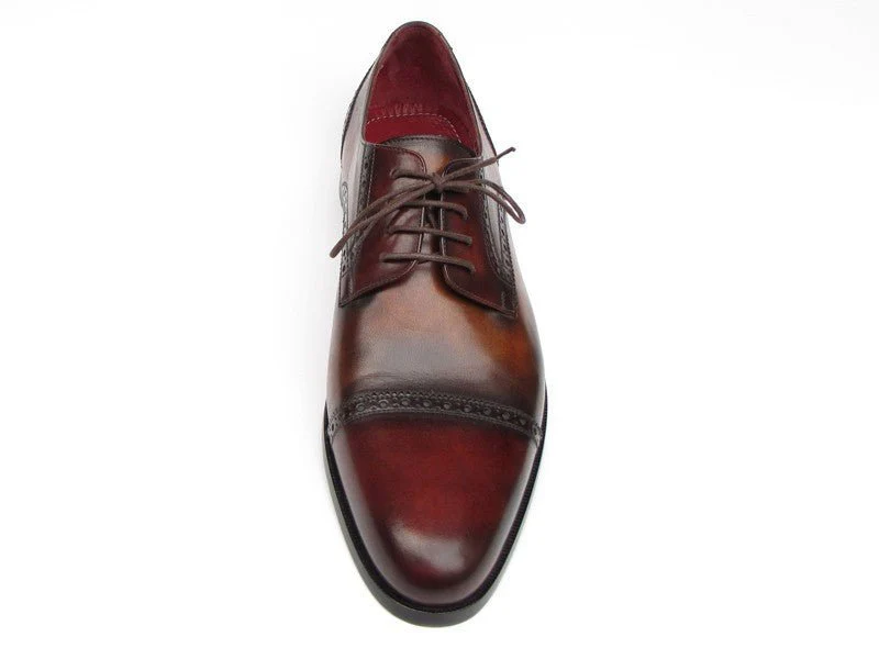 Paul Parkman Men's Bordeaux and Tobacco Derby Shoes Leather Upper and Leather Sole (ID#046-BRD-BRW) - Image 4