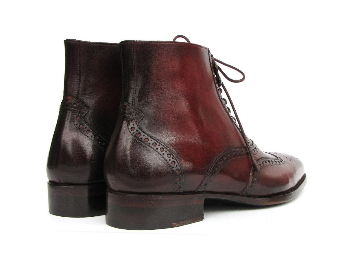Paul Parkman Men's Bordeaux Burnished Leather Goodyear Welted Wingtip Boots - Image 5