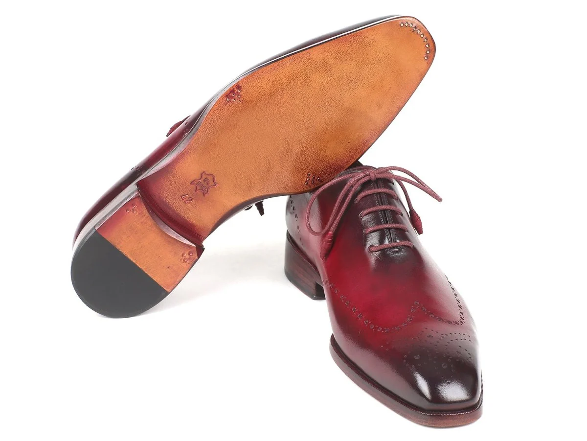 Paul Parkman Men's Bordeaux Burnished Wingtip Oxfords (ID#84RT83) - Image 4