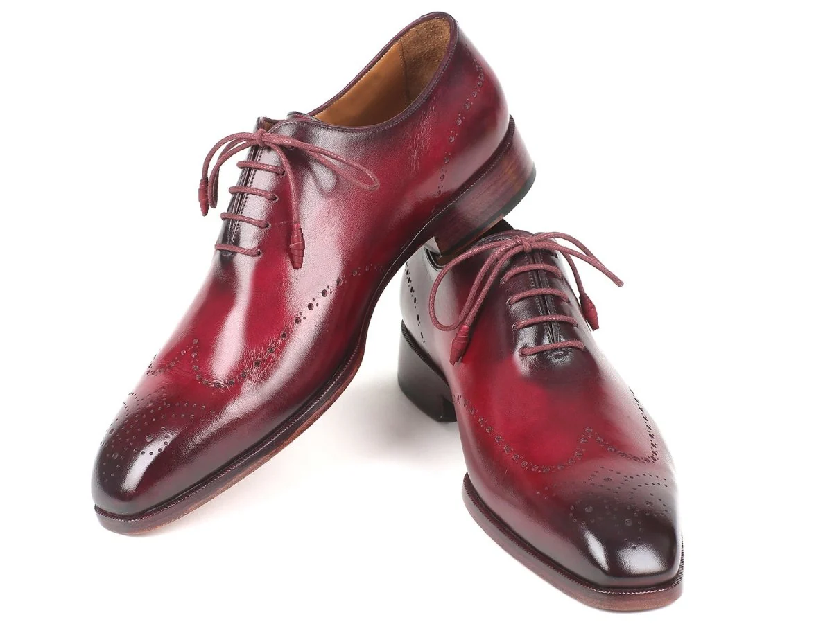 Paul Parkman Men's Bordeaux Burnished Wingtip Oxfords (ID#84RT83) - Image 5