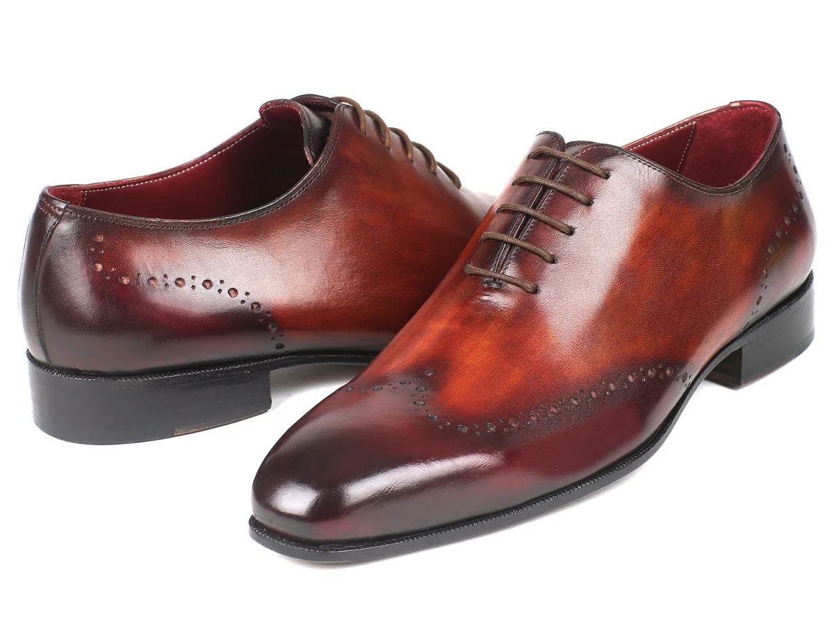 Paul Parkman Men's Brown and Bordeaux Wingtip Oxfords (ID#84BT76) - Image 2