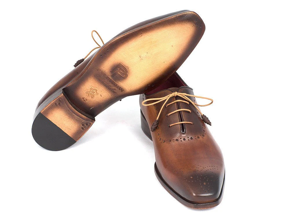 Paul Parkman Men's Brown and Camel Medallion Toe Oxfords (ID#GF61AZ) - Image 2