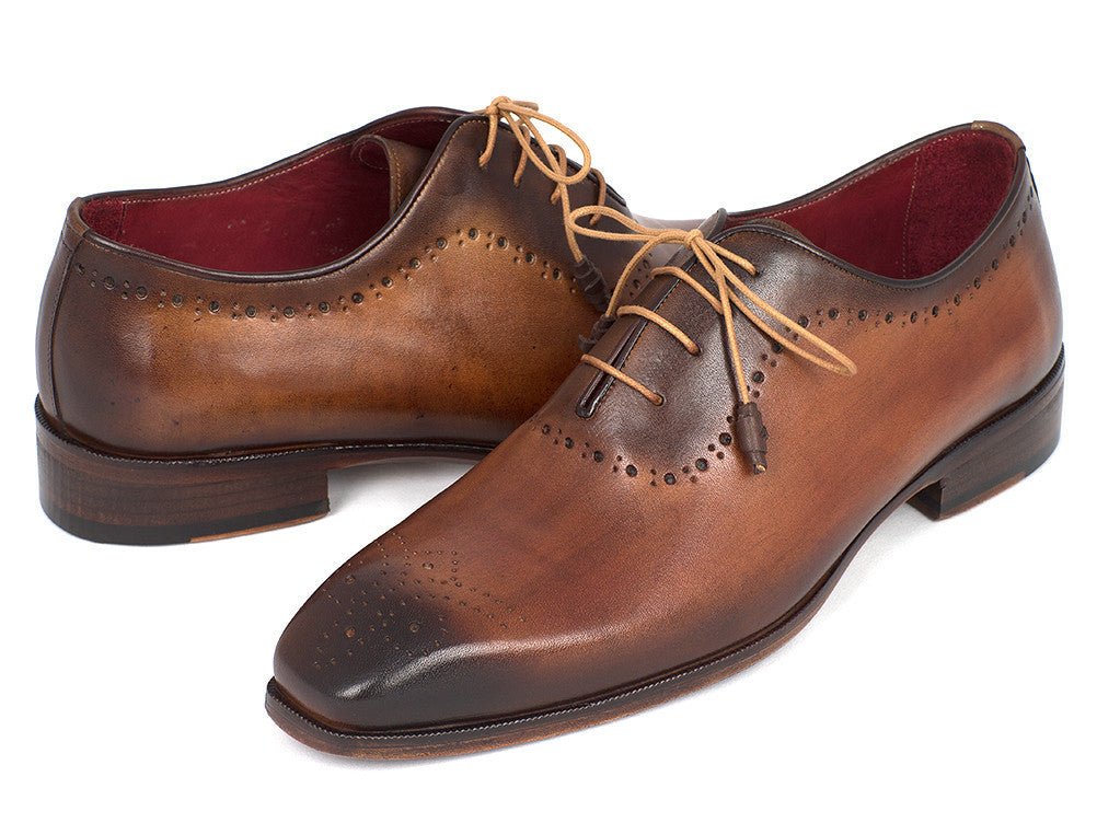 Paul Parkman Men's Brown and Camel Medallion Toe Oxfords (ID#GF61AZ) - Image 3