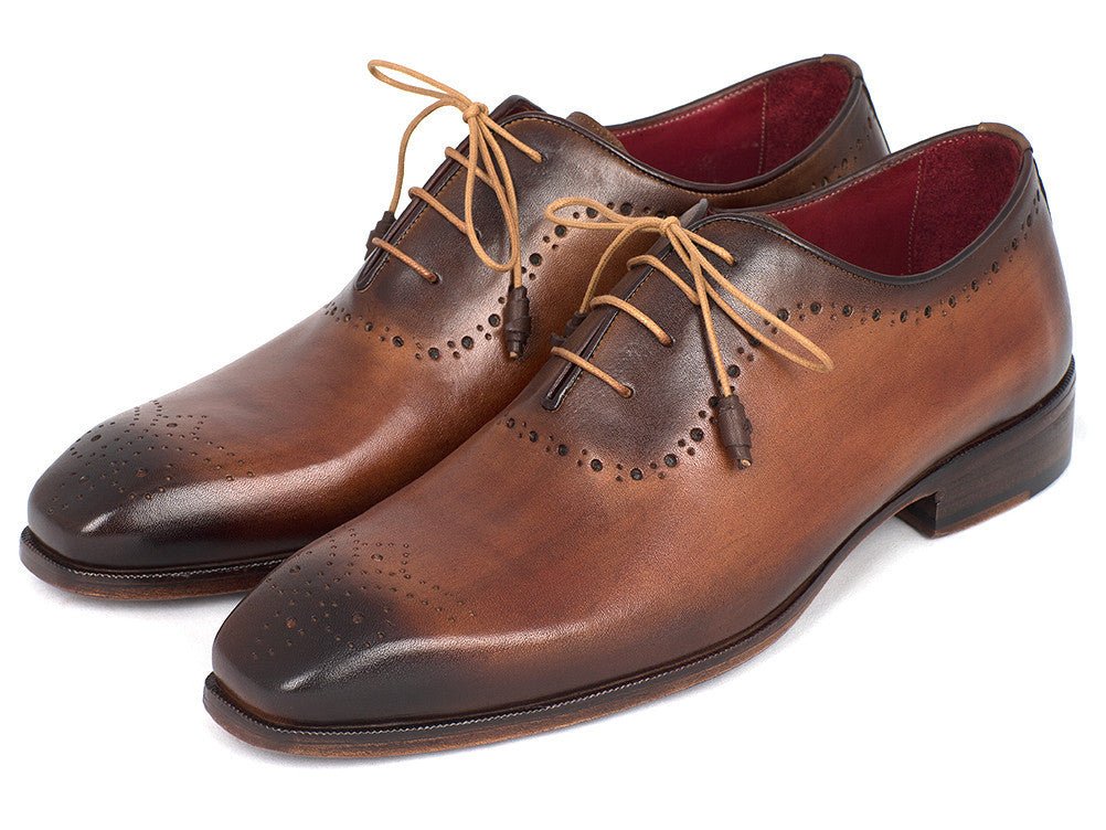 Paul Parkman Men's Brown and Camel Medallion Toe Oxfords (ID#GF61AZ) - Image 5