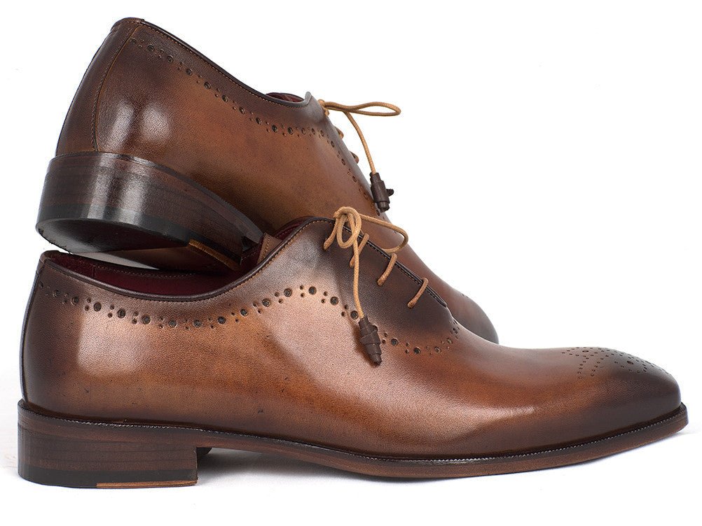 Paul Parkman Men's Brown and Camel Medallion Toe Oxfords (ID#GF61AZ) - Image 6