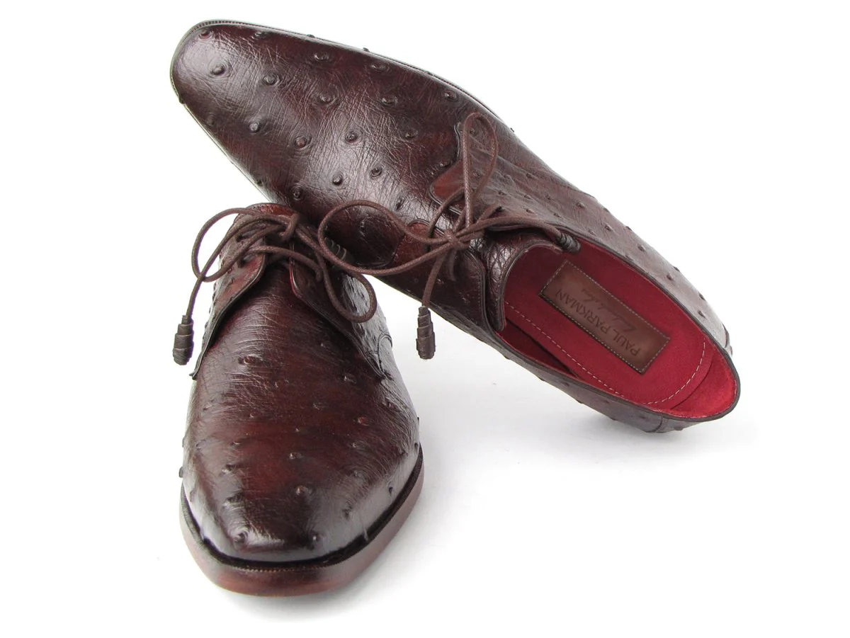 Paul Parkman Men's Brown Genuine Ostrich Derby Shoes (ID#33B76-BRW) - Image 5