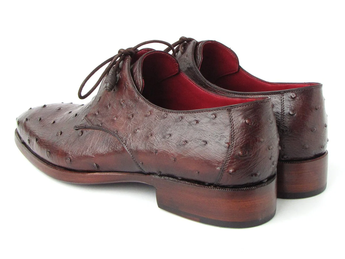 Paul Parkman Men's Brown Genuine Ostrich Derby Shoes (ID#33B76-BRW) - Image 6