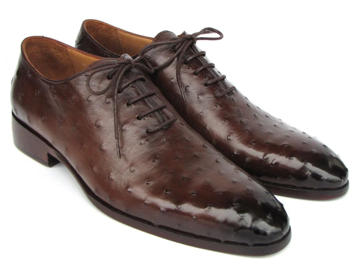 Paul Parkman Men's Brown Genuine Ostrich Oxford Shoes