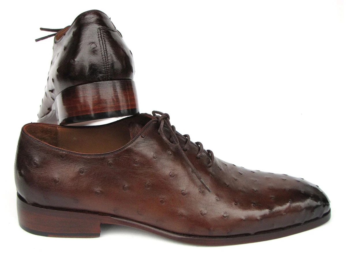 Paul Parkman Men's Brown Genuine Ostrich Oxford Shoes - Image 2
