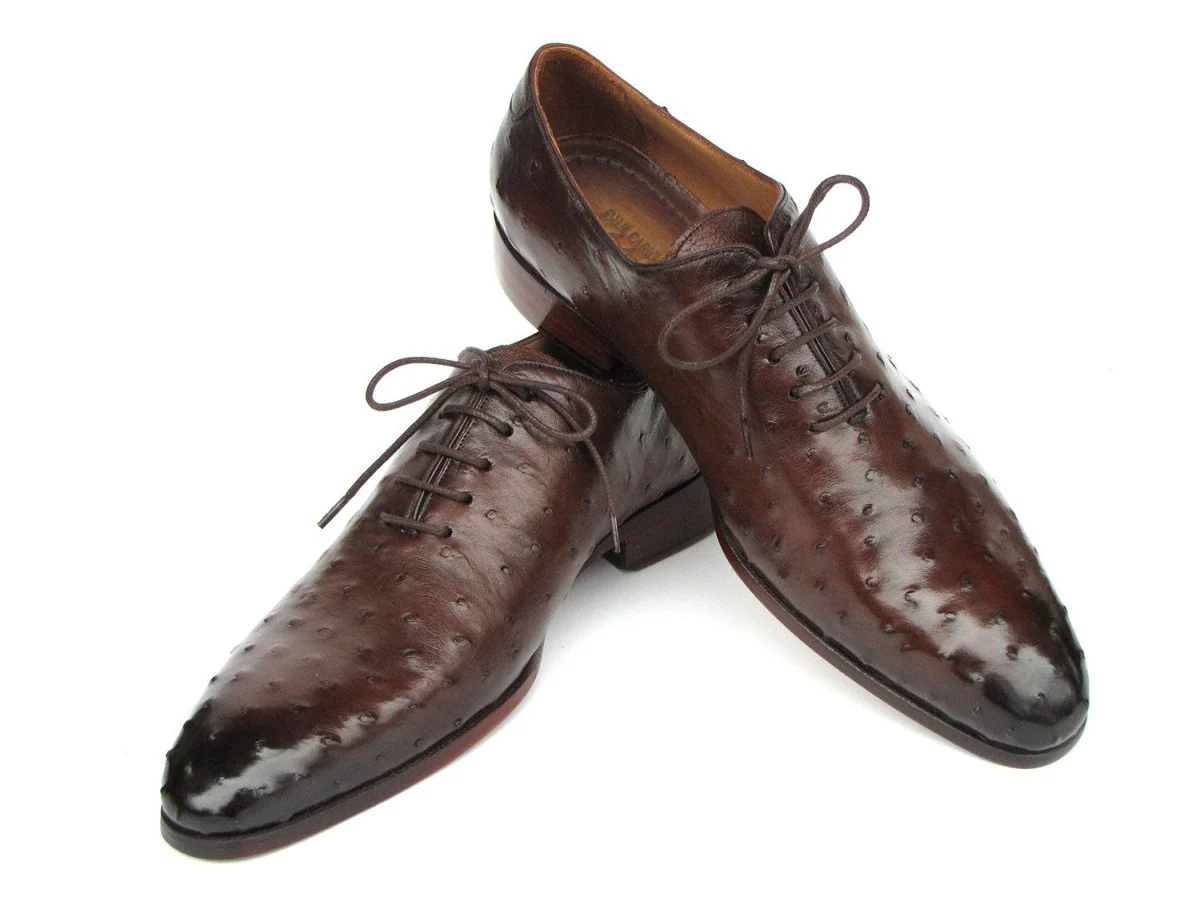 Paul Parkman Men's Brown Genuine Ostrich Oxford Shoes - Image 5