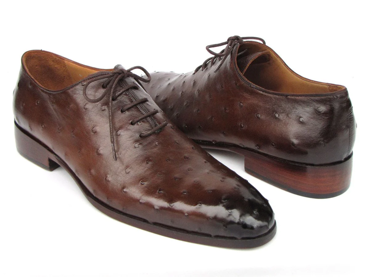 Paul Parkman Men's Brown Genuine Ostrich Oxford Shoes (ID#9475-85) - Image 3