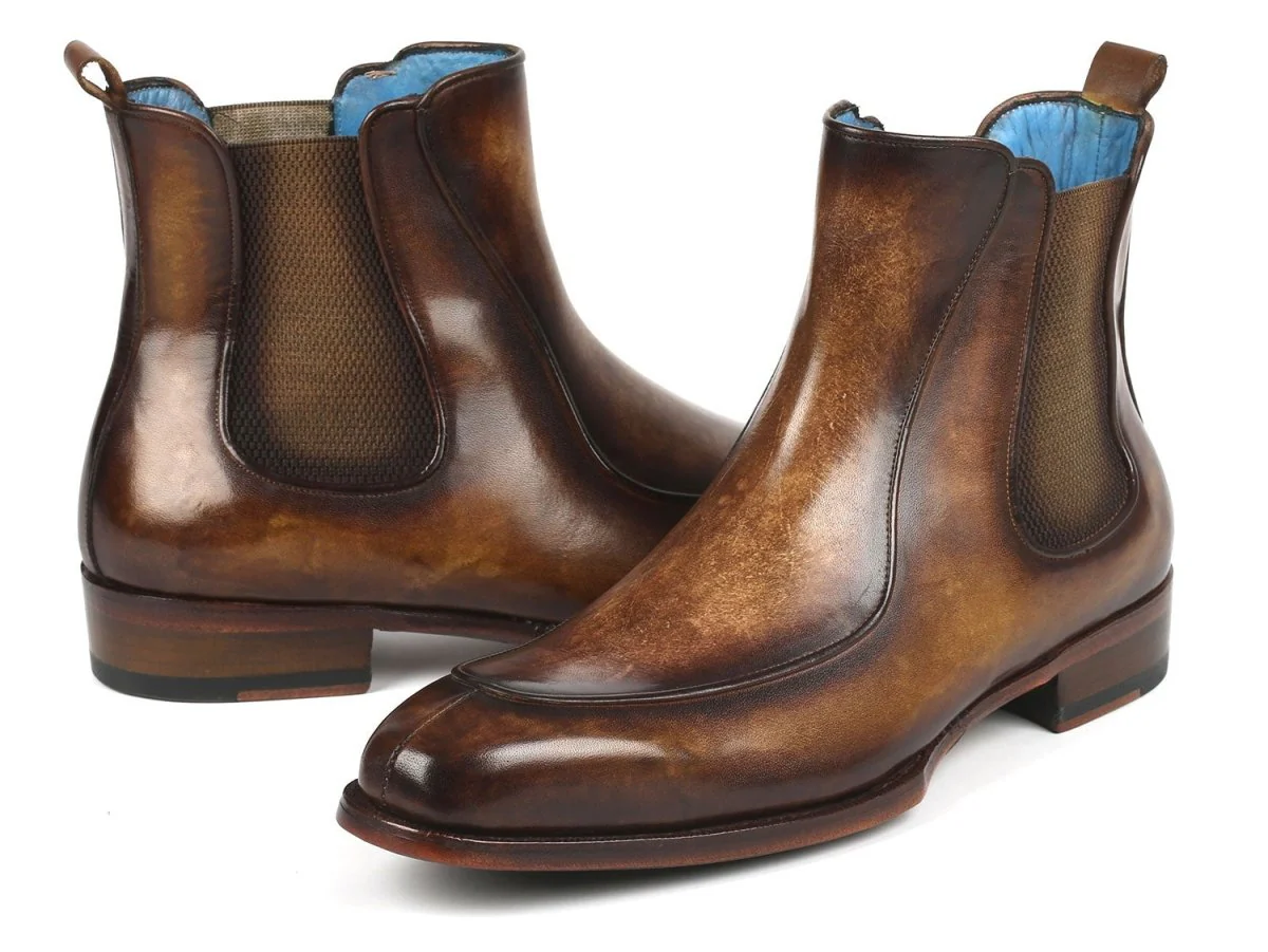 Paul Parkman Men's Brown Handpainted Chelsea Boots Goodyear Welted (ID#BT822BRW) - Image 2