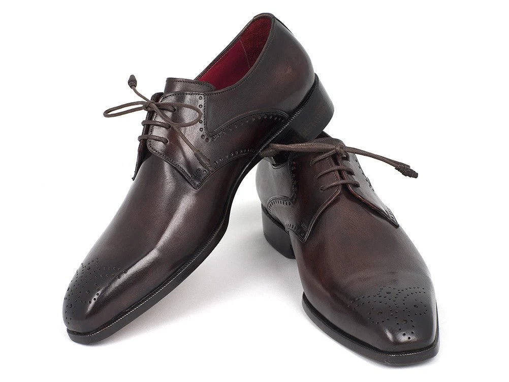 Paul Parkman Men's Brown Medallion Toe Derby Shoes (ID#6584-BRW) - Image 4