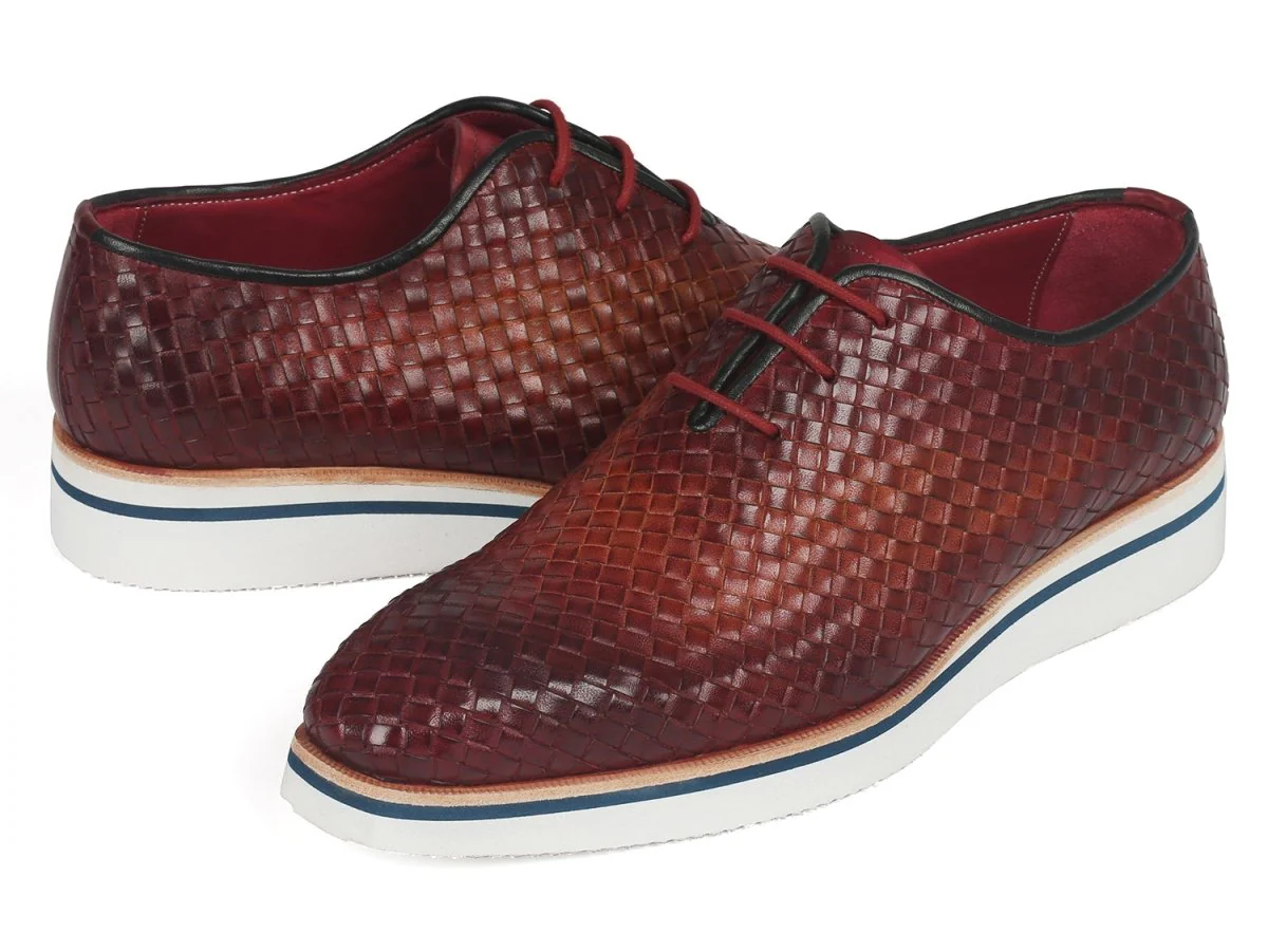 Paul Parkman Men's Brown Woven Leather Smart Casual Shoes (ID#182-RDH-BRW) - Image 2
