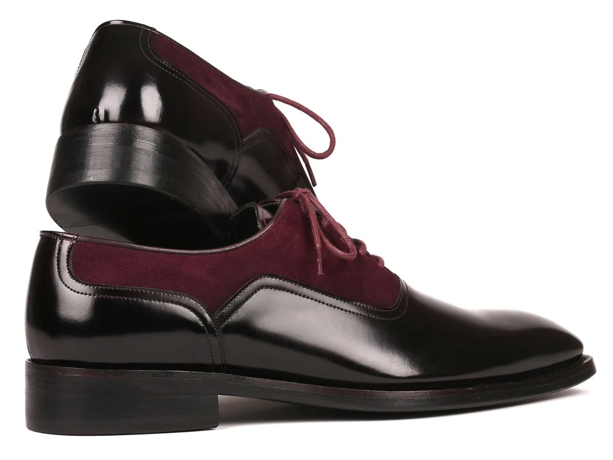 Paul Parkman Men's Burgundy Suede and Black Patent Oxfords (ID#17BUR85) - Image 2