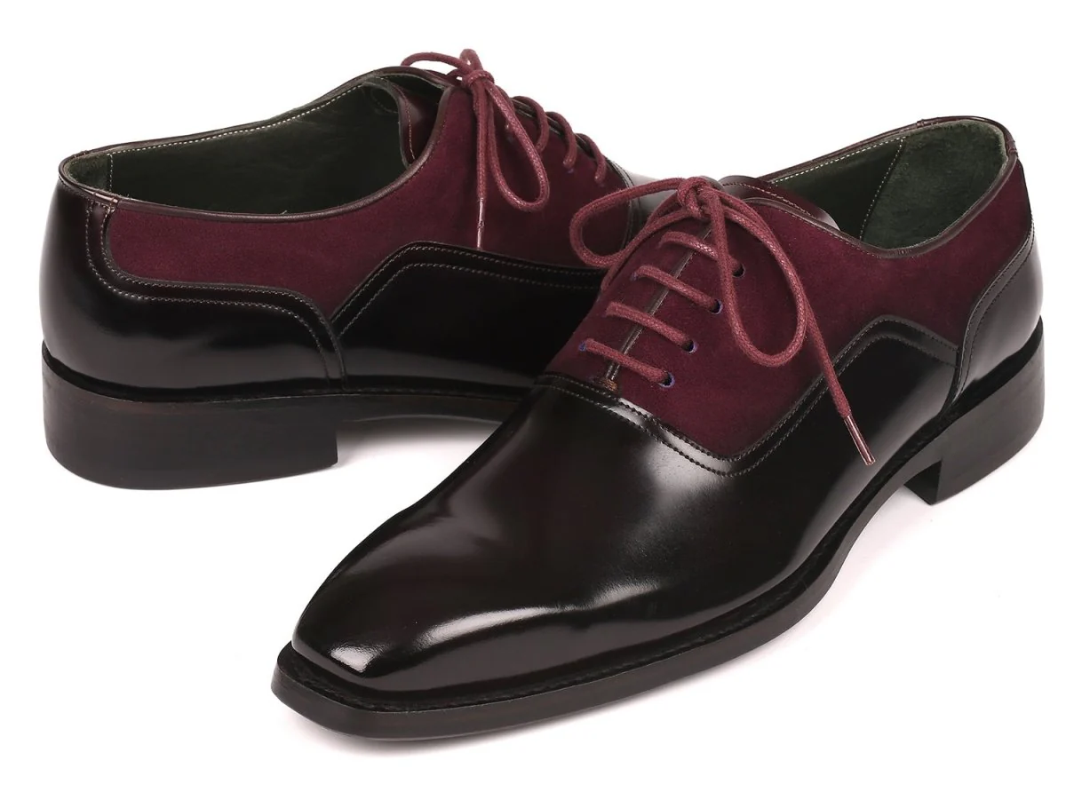 Paul Parkman Men's Burgundy Suede and Black Patent Oxfords (ID#17BUR85) - Image 4