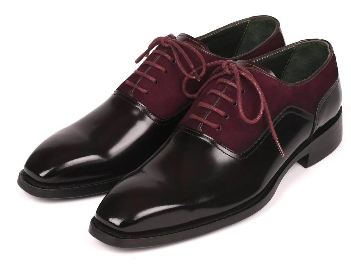 Paul Parkman Men's Burgundy Suede and Black Patent Oxfords (ID#17BUR85) - Image 6