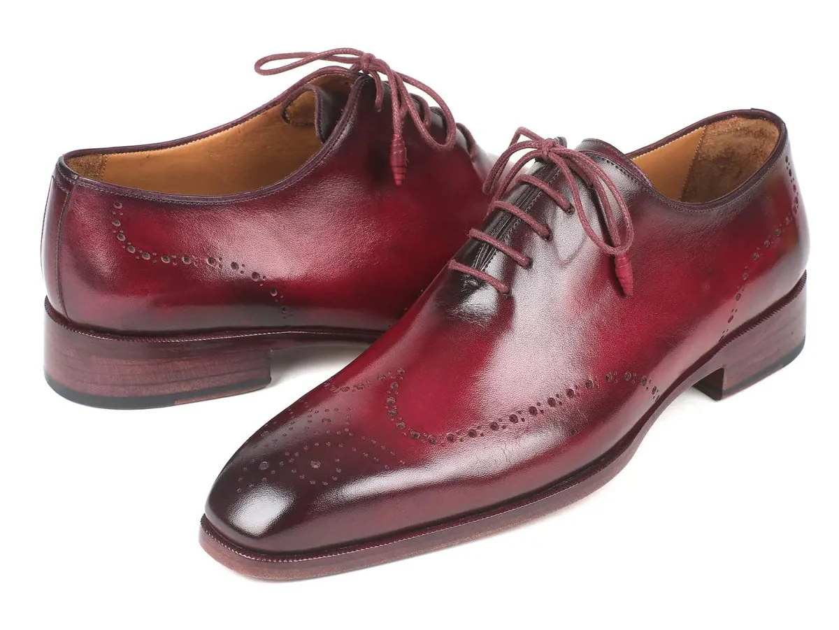 Paul Parkman Men's Burnished Wingtip Oxfords in Bordeaux - Image 3