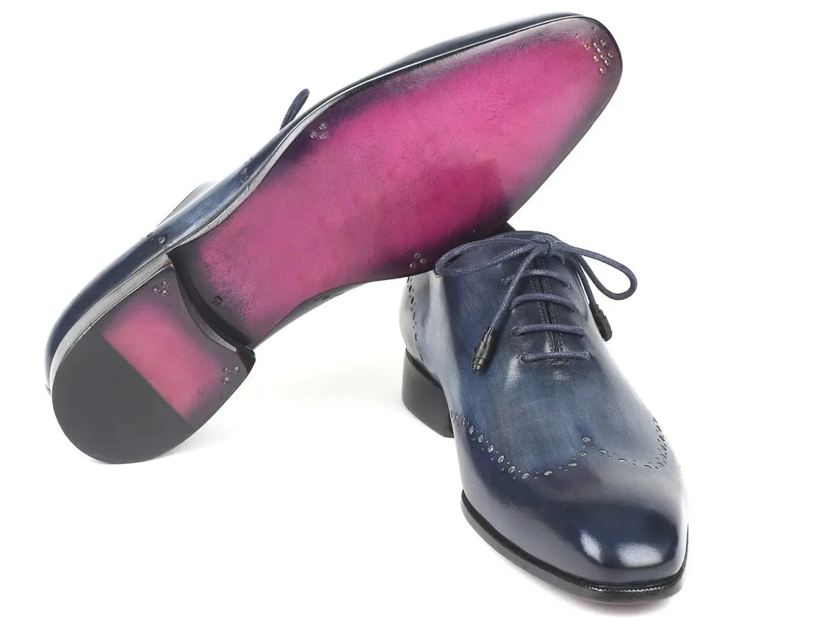 Paul Parkman Men's Burnished Wingtip Oxfords in Navy - Image 2