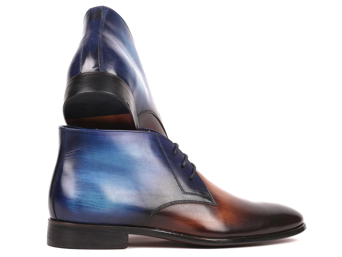 Paul Parkman Men's Calfskin Chukka Boots in Brown and Blue - Image 6