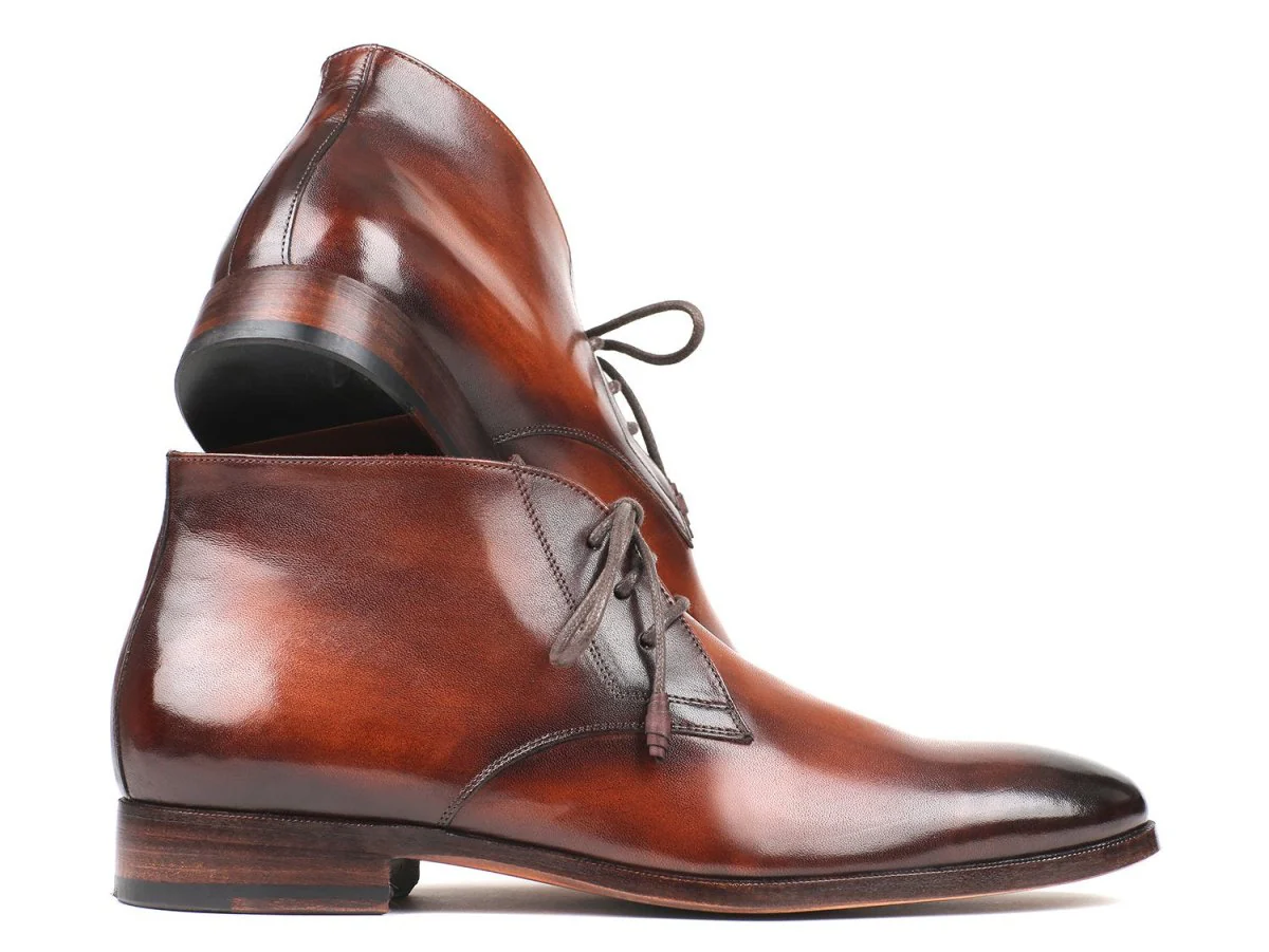 Paul Parkman Men's Calfskin Chukka Boots in Camel and Brown - Image 6