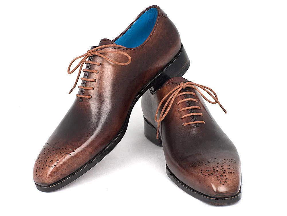 Paul Parkman Men's Camel and Brown Wholecut Oxfords (ID#KR254CML) - Image 4