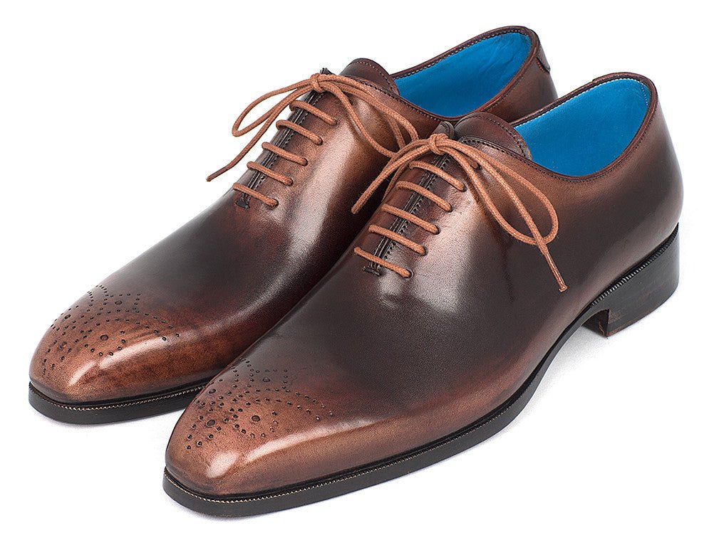 Paul Parkman Men's Camel and Brown Wholecut Oxfords (ID#KR254CML) - Image 5