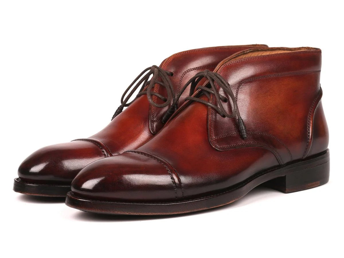 Paul Parkman Men's Cap Toe Chukka Boots Brown (ID#144BRW68) - Image 4