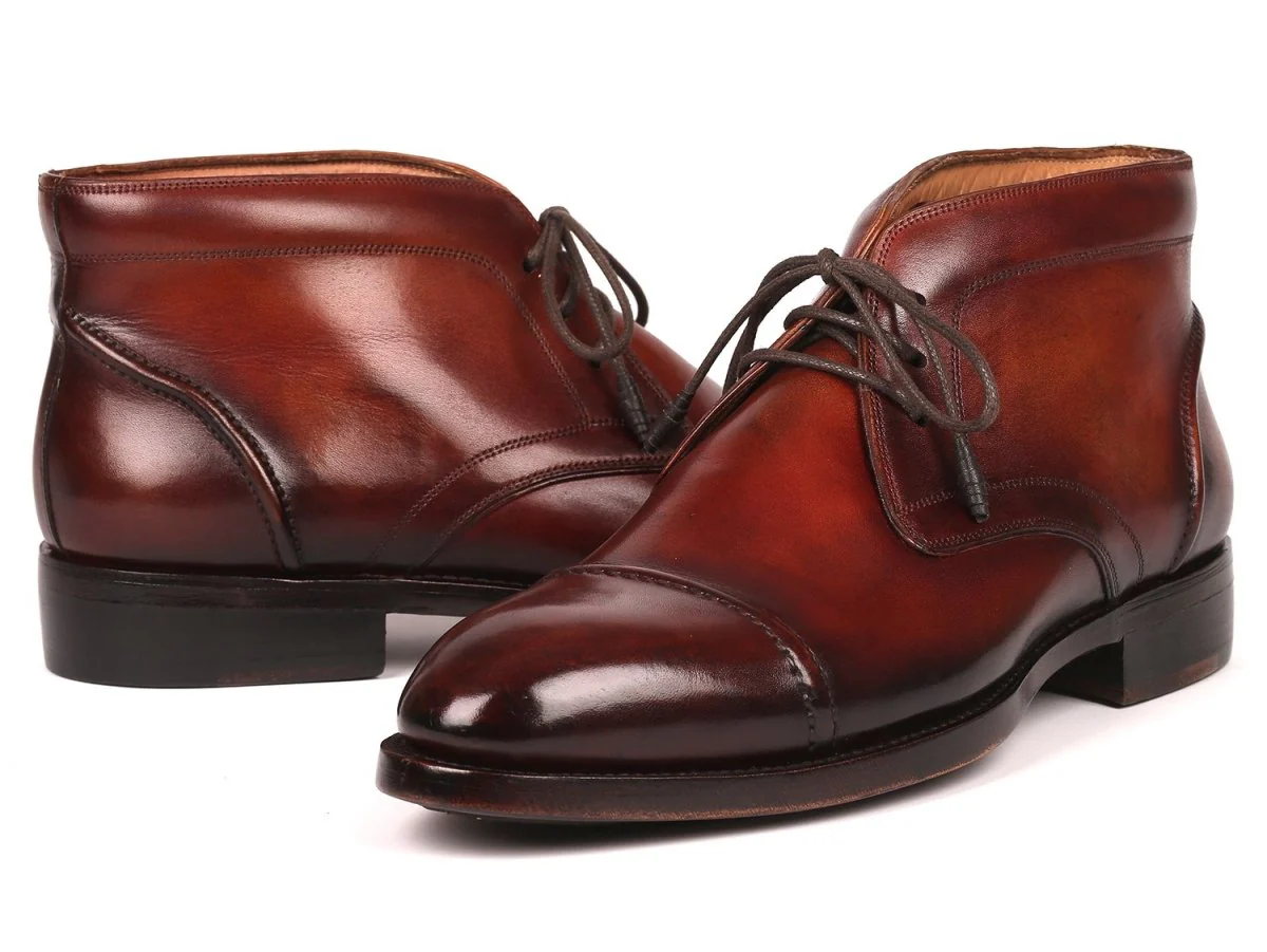 Paul Parkman Men's Cap Toe Chukka Boots in Brown - Image 2