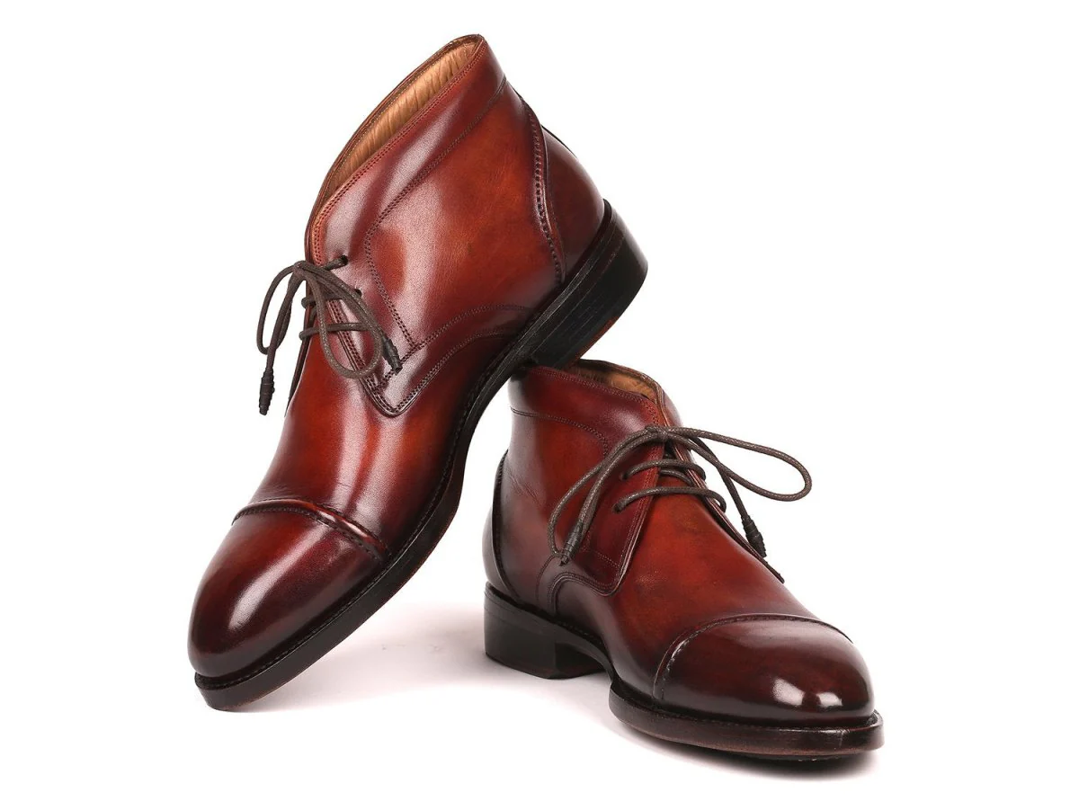 Paul Parkman Men's Cap Toe Chukka Boots in Brown - Image 3