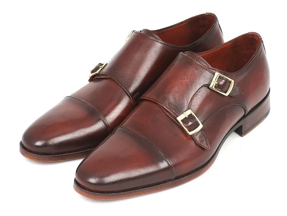 Paul Parkman Men's Cap-Toe Double Monkstraps Brown (ID#0457-BRW) - Image 6