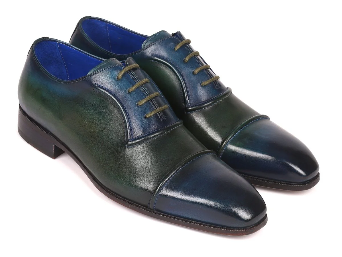 Paul Parkman Men's Cap-Toe Oxfords Blue and Green (ID#078-BLU-GRN)
