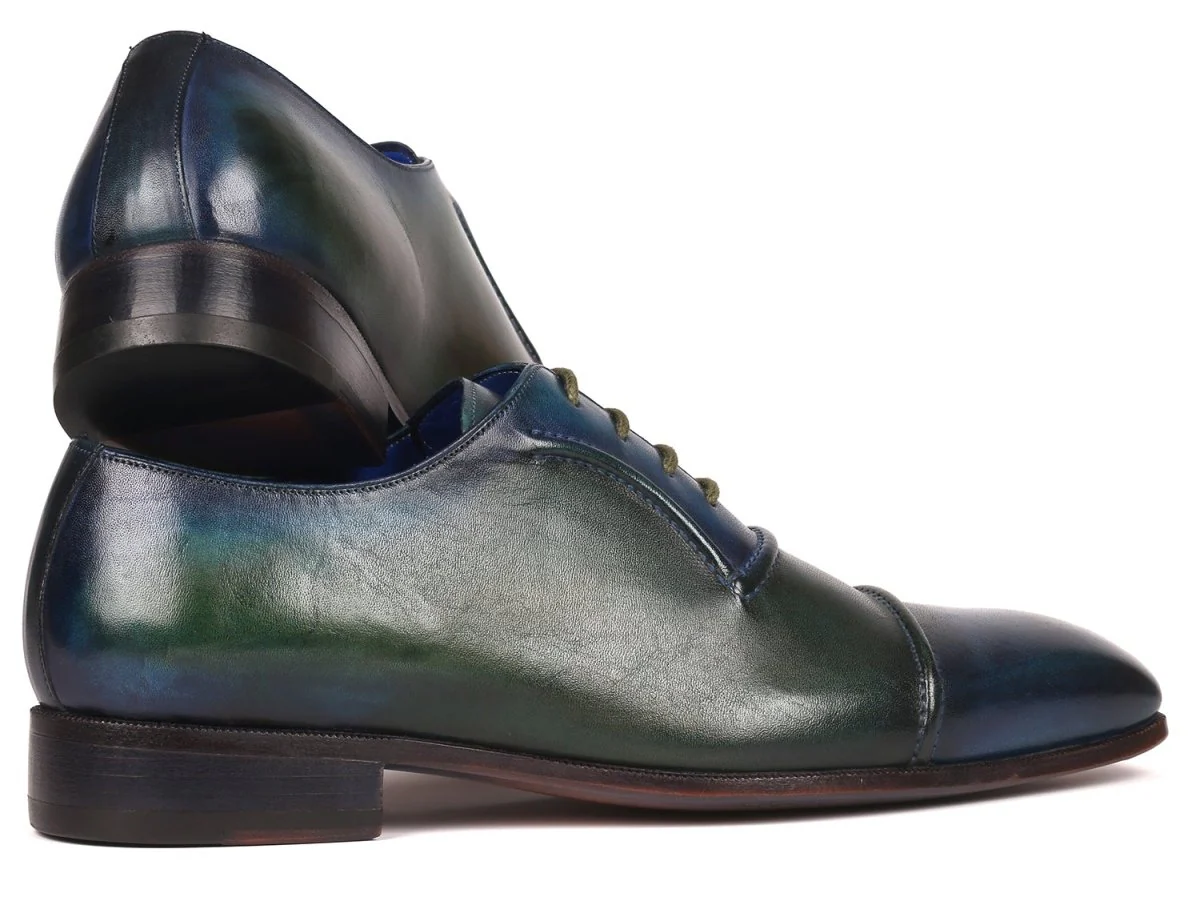 Paul Parkman Men's Cap-Toe Oxfords Blue and Green (ID#078-BLU-GRN) - Image 5