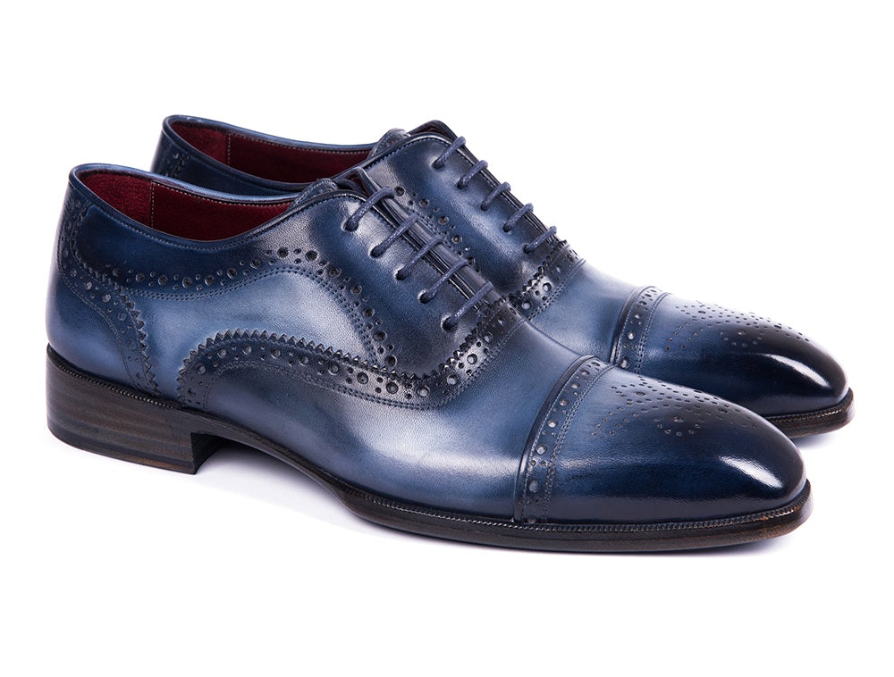 Paul Parkman Men's Cap Toe Oxfords Blue and Navy (ID#024-NVYBLU) - Image 3