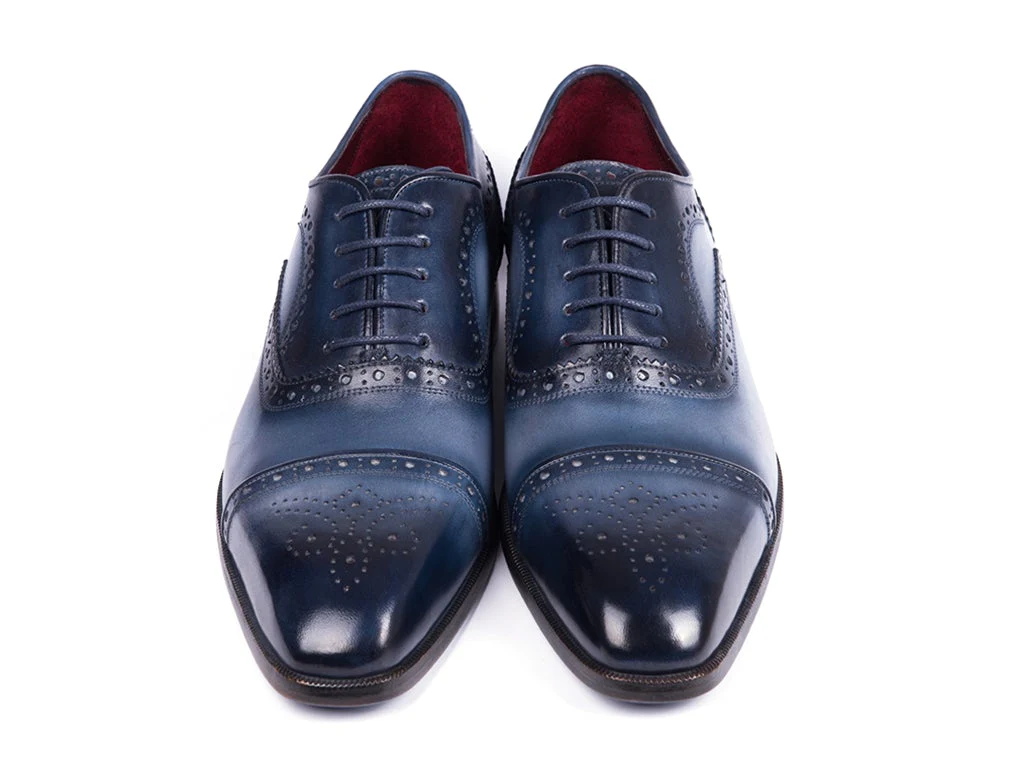 Paul Parkman Men's Cap Toe Oxfords Blue and Navy (ID#024-NVYBLU) - Image 4