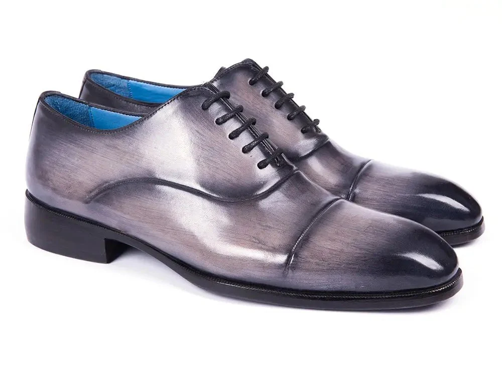 Paul Parkman Men's Cap Toe Oxfords in Gray Burnished - Image 6