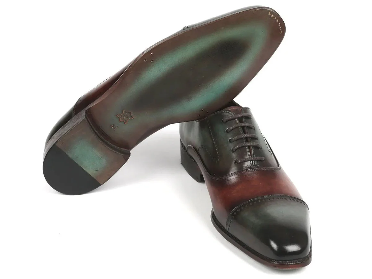 Paul Parkman Men's Cap Toe Oxfords in Green and Brown - Image 5