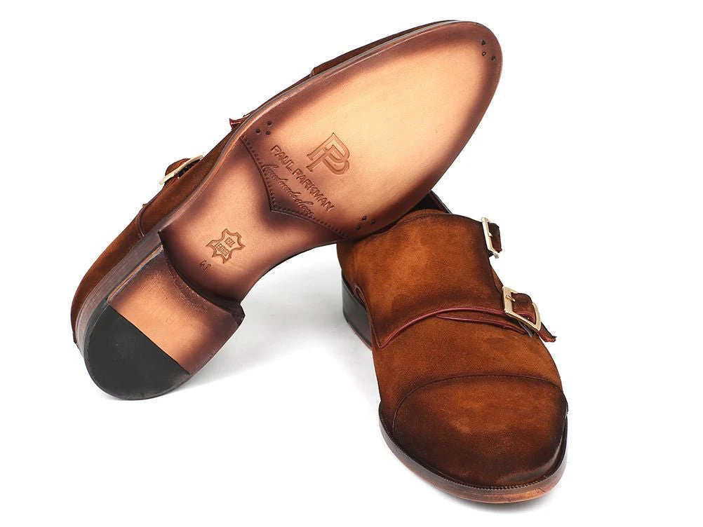 Paul Parkman Men's Captoe Double Monkstrap Camel Suede (ID#045TAB12) - Image 2