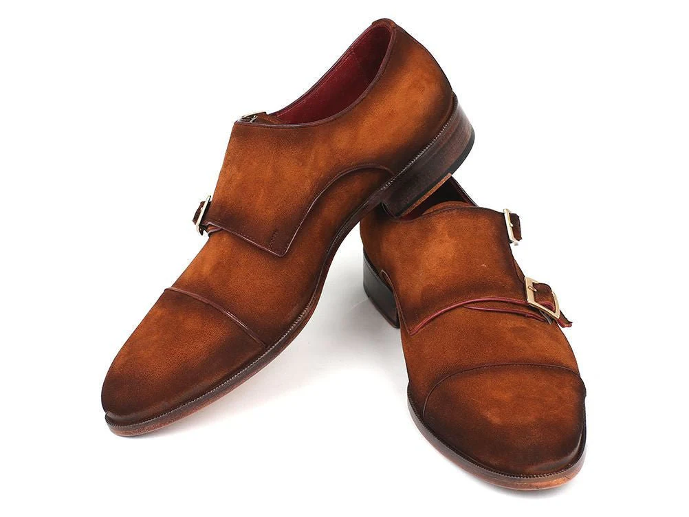 Paul Parkman Men's Captoe Double Monkstrap Camel Suede (ID#045TAB12) - Image 5